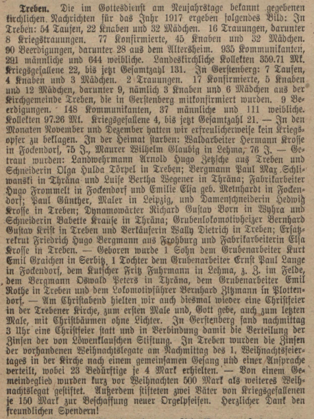 Auszug Heimatgrüße Altenburg Treben Februar 1918